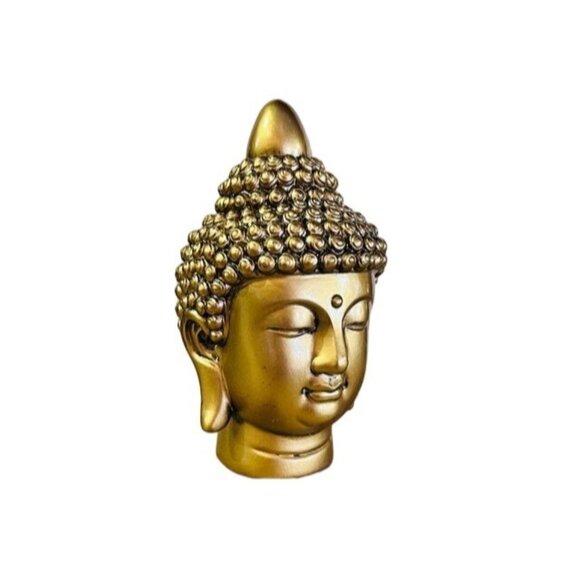 Golden Buddha Head Statue 3 inches - Picture 1 of 6